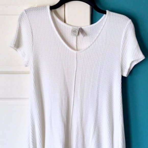 Paper Crane Tops - White Waffle Knit Blouse